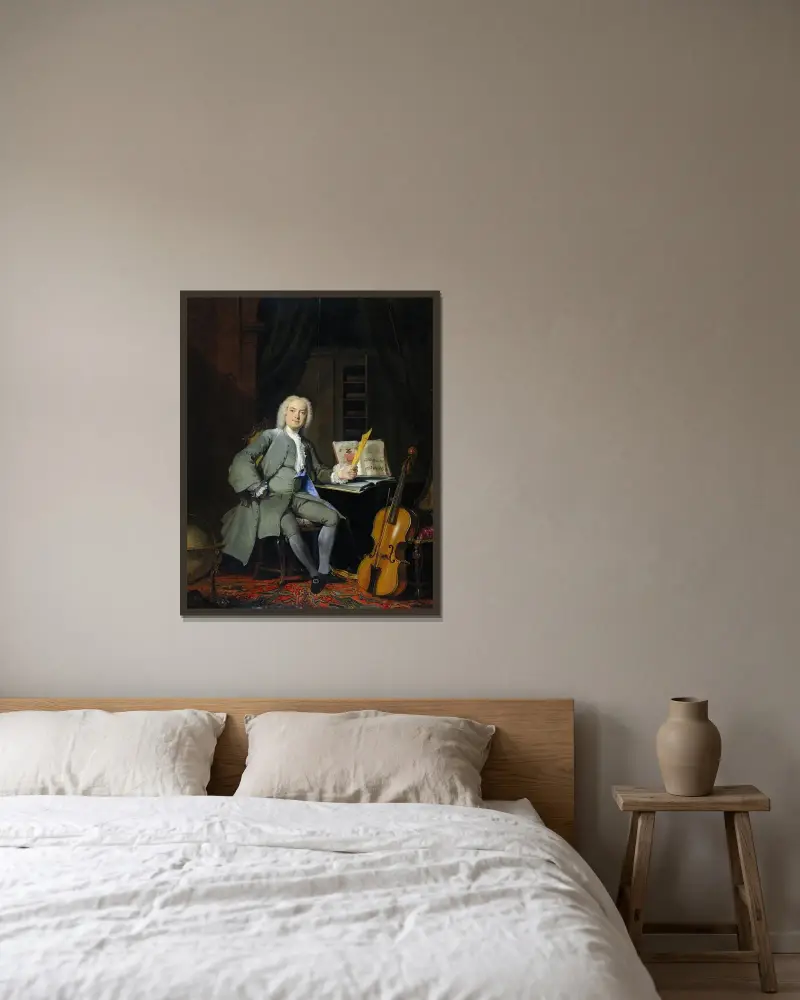Porträt eines Mitglieds der Familie Van der Mersch von Cornelis Troost gerahmt an einer Wand