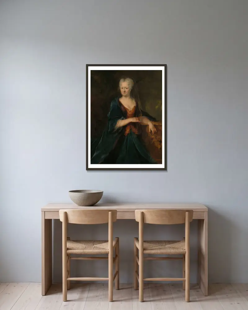 Portrait of Louise Christina Trip, wife of Gerrit Sichterman av Cornelis Troost inramad på en vägg