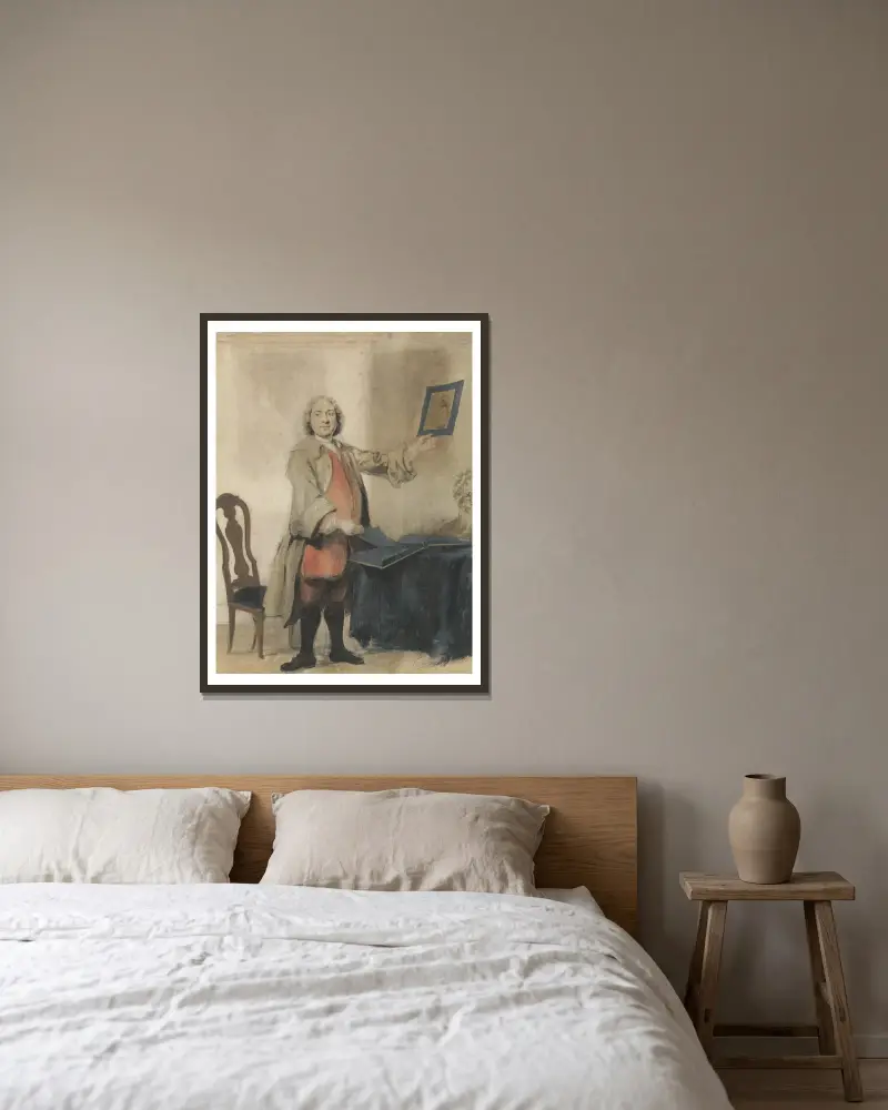 Portret van Cornelis Bouman av Cornelis Troost inramad på en vägg