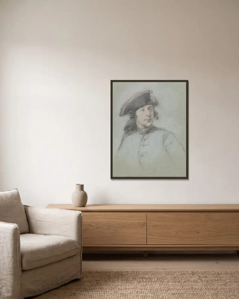 Bildnis von Ludolf Bakhuysen dem Jüngeren von Cornelis Troost gerahmt an einer Wand