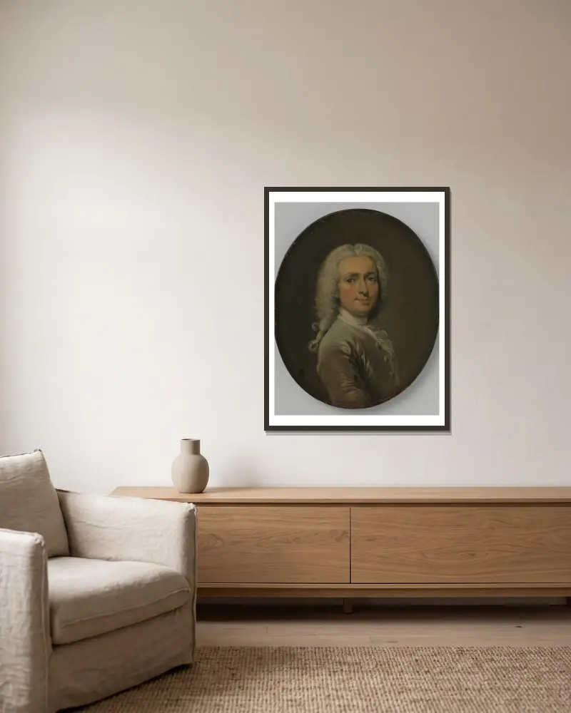 Selbstporträt, 1715 von Cornelis Troost gerahmt an einer Wand