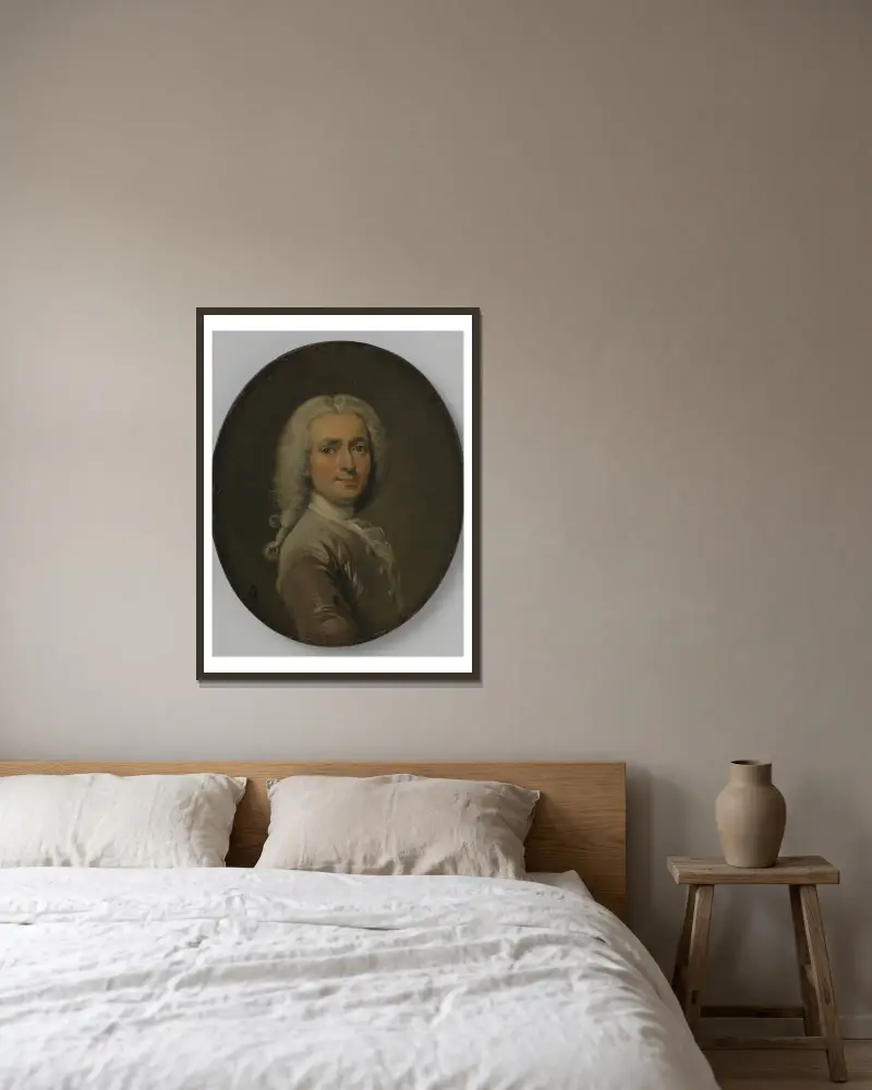 Selbstporträt, 1715 von Cornelis Troost gerahmt an einer Wand
