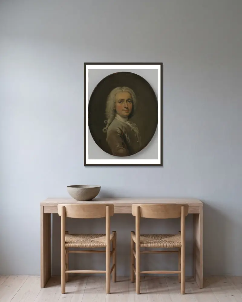 Selbstporträt, 1715 von Cornelis Troost gerahmt an einer Wand