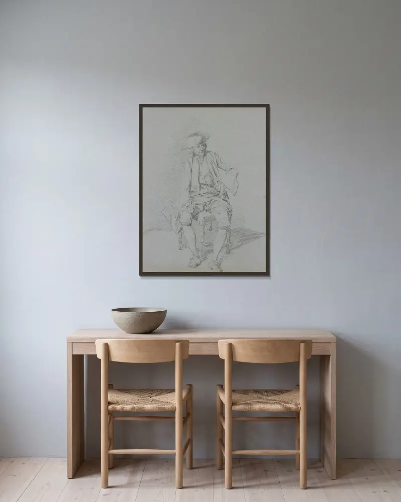 Sitzender Kavalier von Cornelis Troost gerahmt an einer Wand