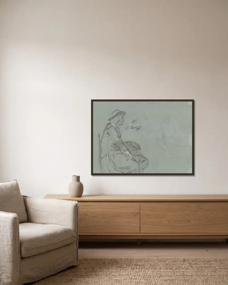 Zwei Studien eines sitzenden Mannes im Profil nach rechts von Cornelis Troost gerahmt an einer Wand