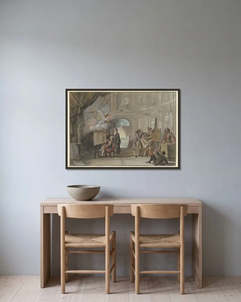 Zweierlei Kunst von Cornelis Troost gerahmt an einer Wand