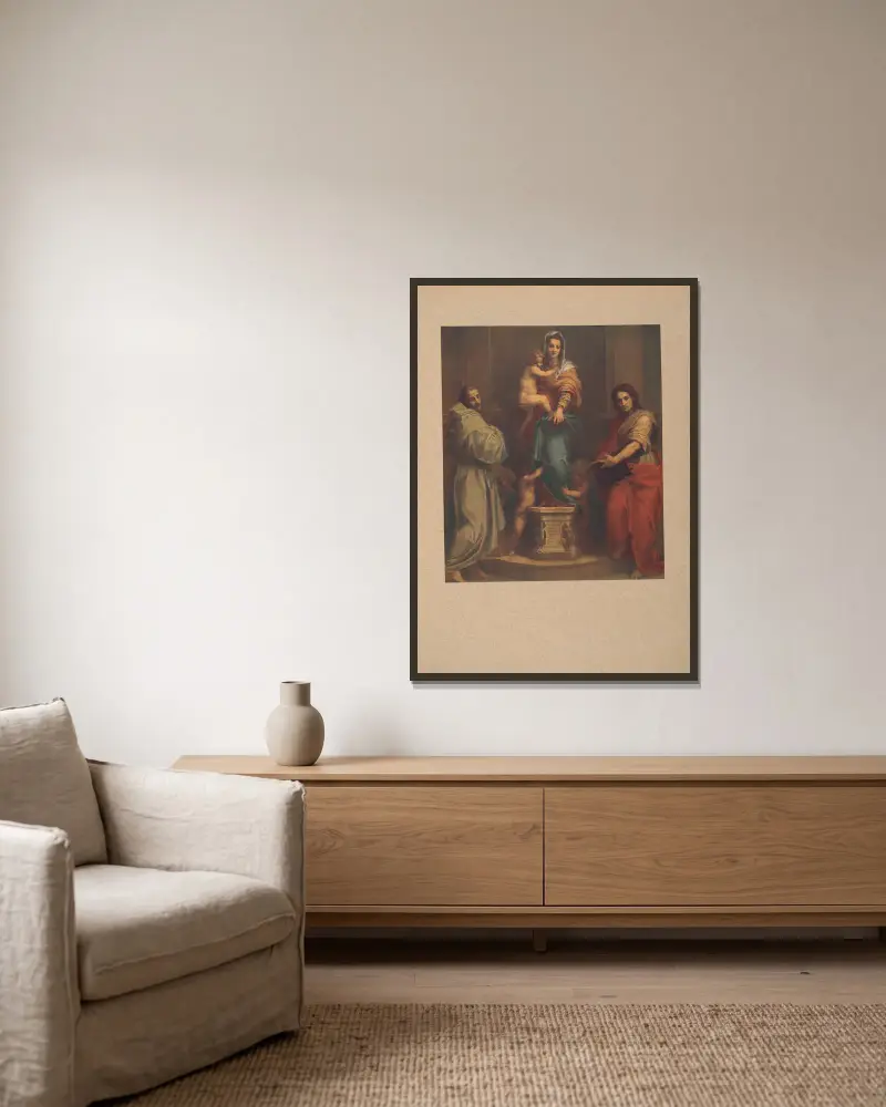 Andrea del Sarto, Madonna delle Arpie av Corrado Ricci inramad på en vägg