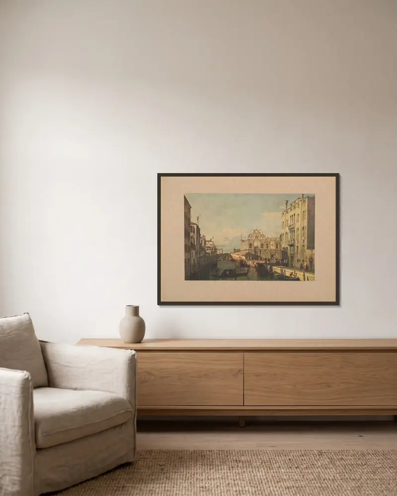 Canaletto, Die Scuola di S. Marco von Corrado Ricci gerahmt an einer Wand