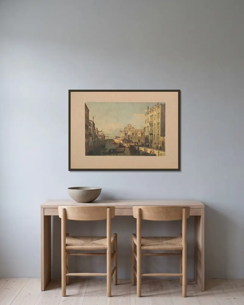 Canaletto, Die Scuola di S. Marco von Corrado Ricci gerahmt an einer Wand