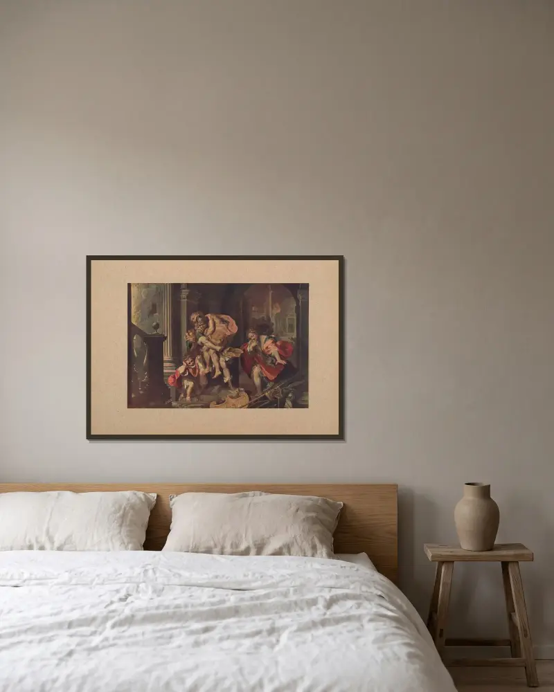 Der Untergang Trojas von Corrado Ricci gerahmt an einer Wand