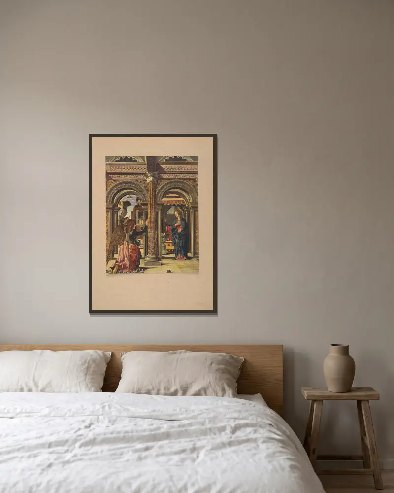 Francesco del Cossa, Annunciazione av Corrado Ricci inramad på en vägg