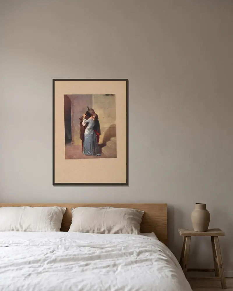 Francesco Hayez, Il bacio av Corrado Ricci inramad på en vägg