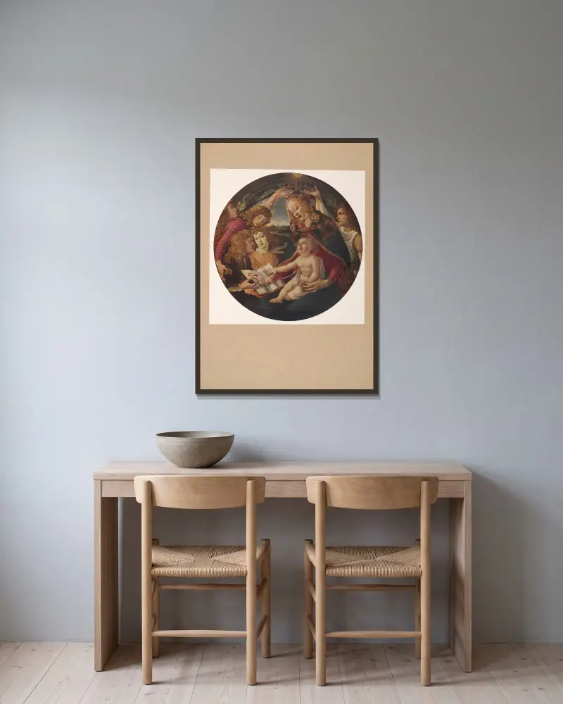Sandro Botticelli, Magnificat av Corrado Ricci inramad på en vägg