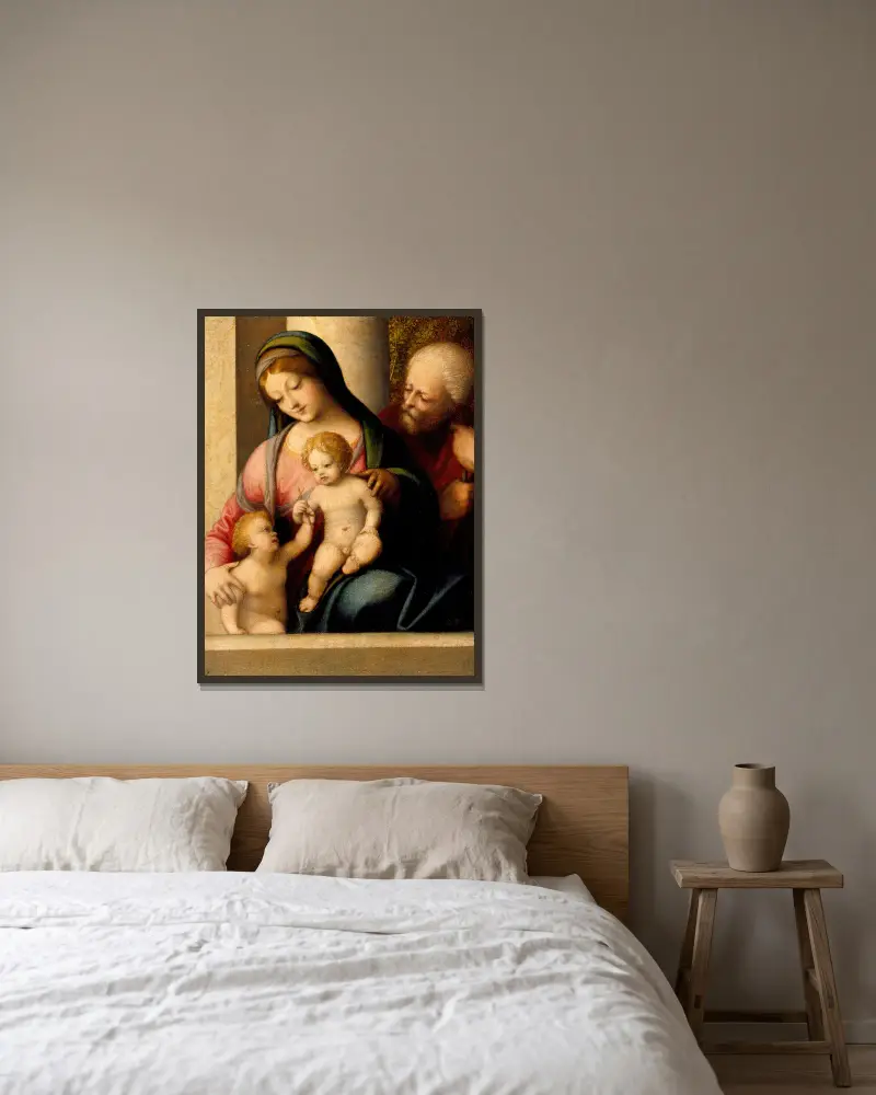 Holy Family with the Infant St. John av Correggio inramad på en vägg