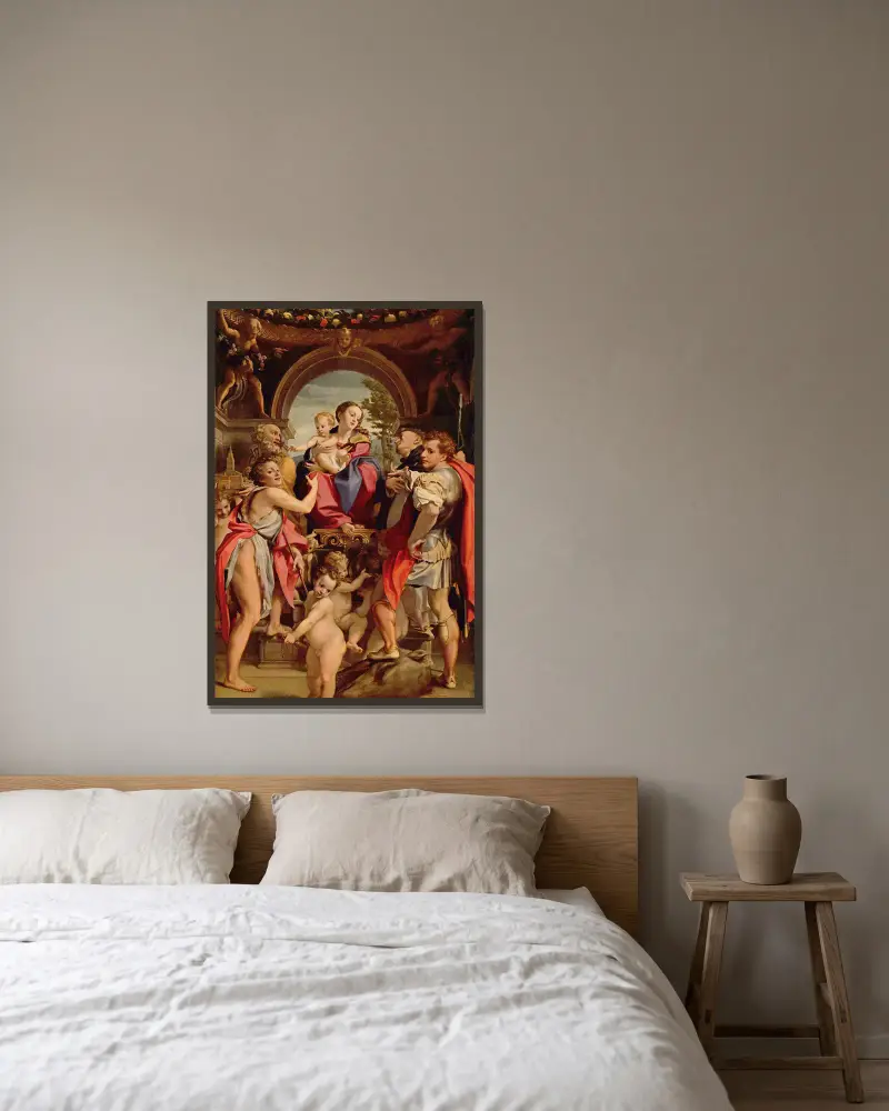 Madonna of St. George av Correggio inramad på en vägg