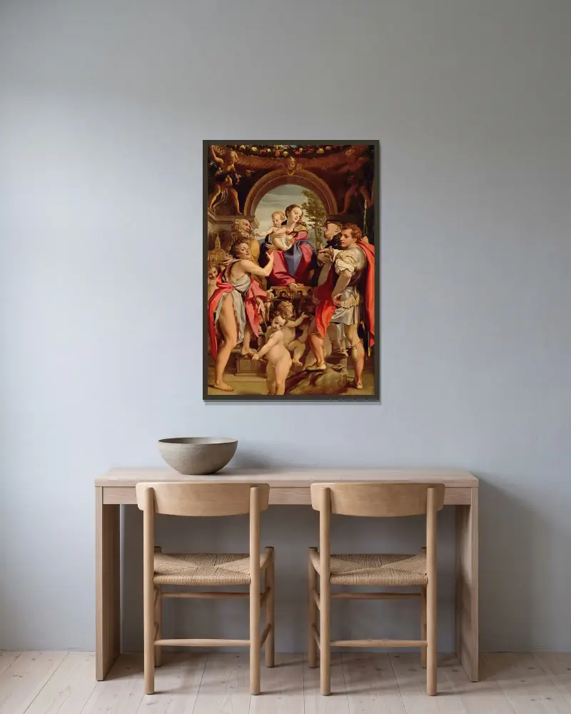 Madonna of St. George av Correggio inramad på en vägg
