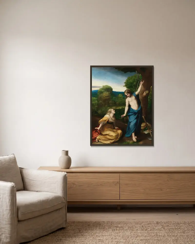Noli me tangere av Correggio inramad på en vägg