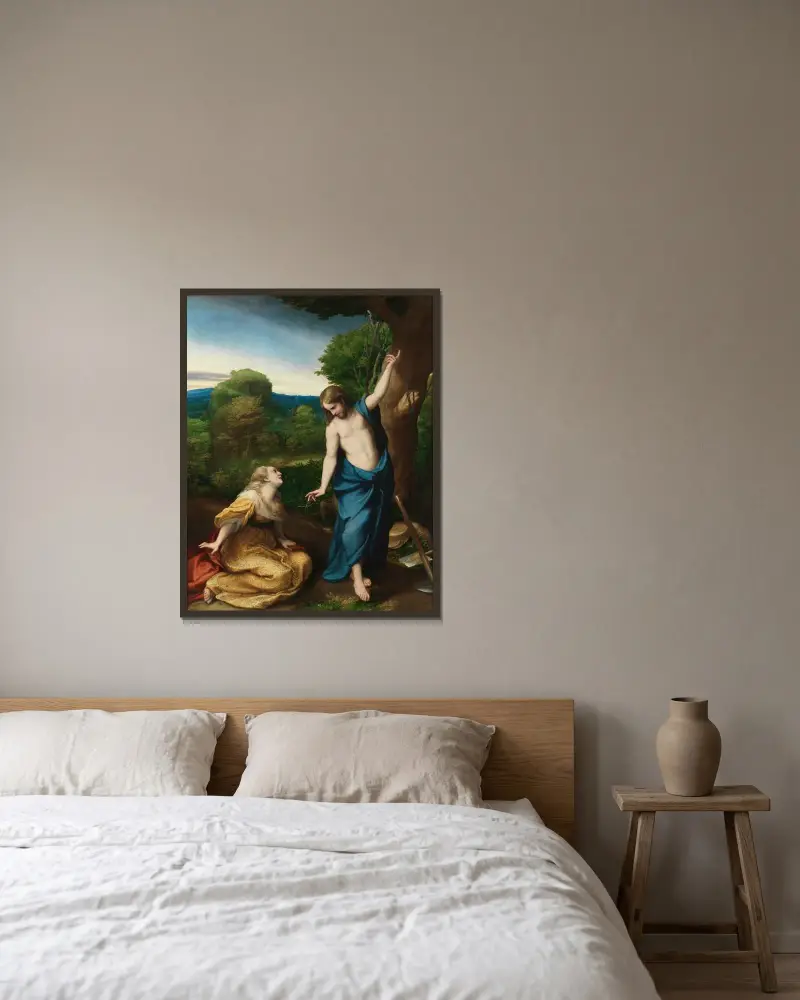 Noli me tangere av Correggio inramad på en vägg