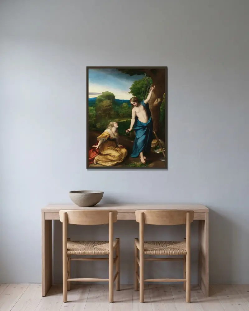 Noli me tangere av Correggio inramad på en vägg