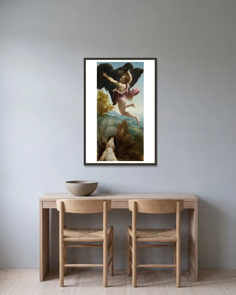The Abduction of Ganymede av Correggio inramad på en vägg