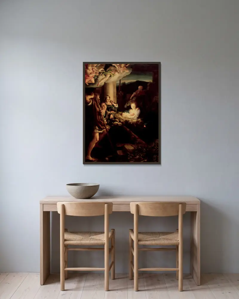 Święta noc, Correggio w ramie na ścianie