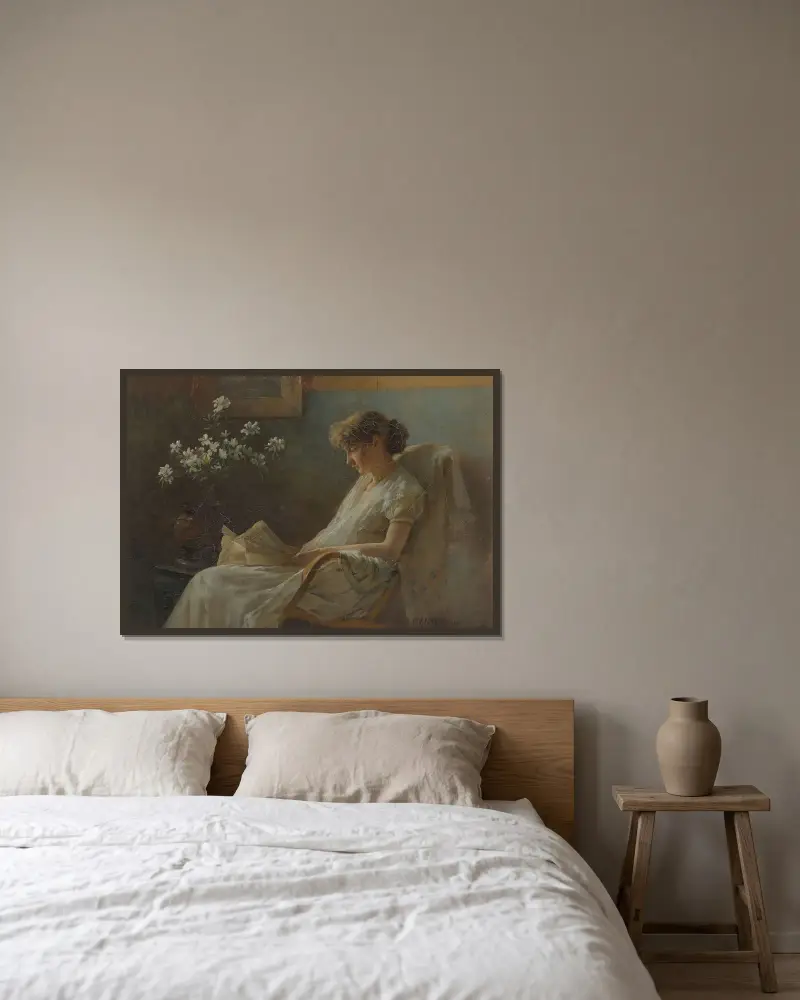 Pohodlný koutek, Charles Courtney Curran v rámu na stěně