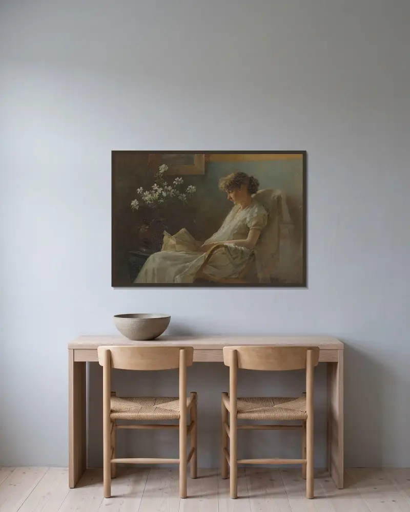 Pohodlný koutek, Charles Courtney Curran v rámu na stěně