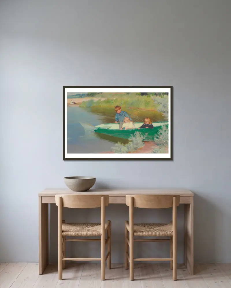Große Erwartungen von Charles Courtney Curran gerahmt an einer Wand