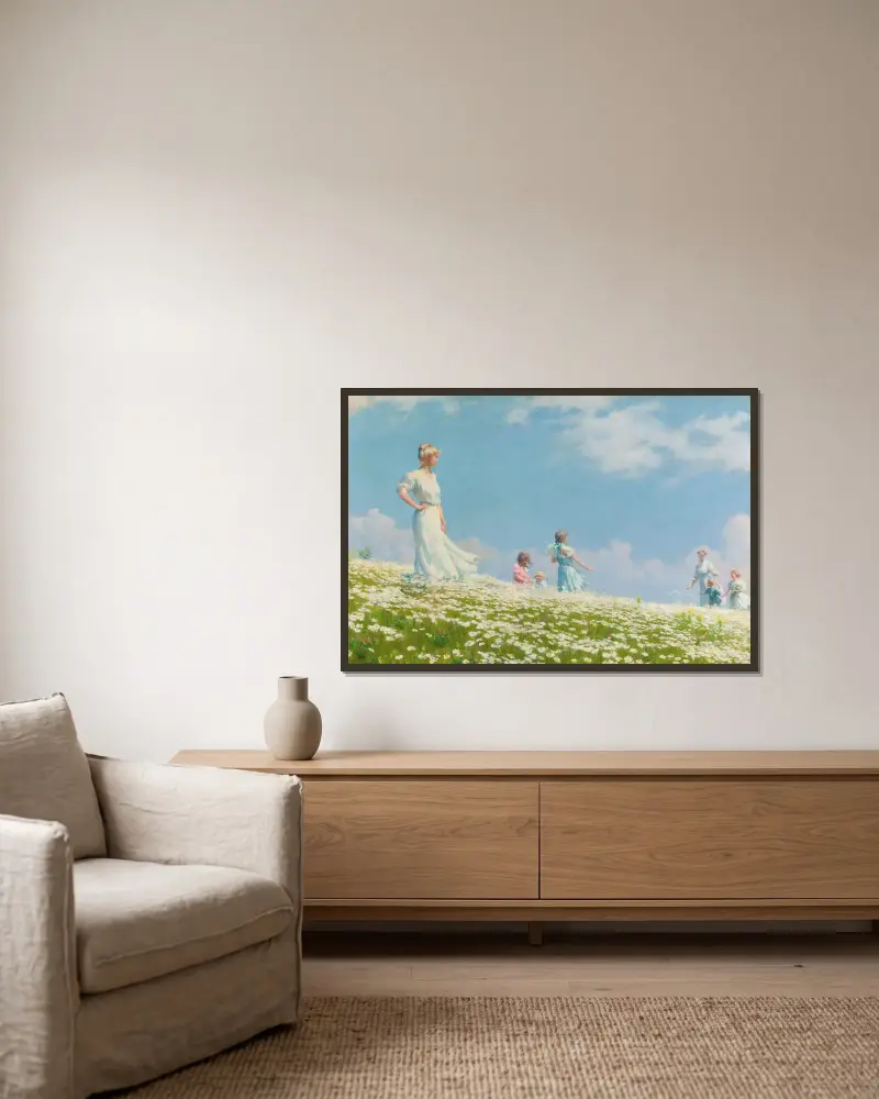 Sommer von Charles Courtney Curran gerahmt an einer Wand