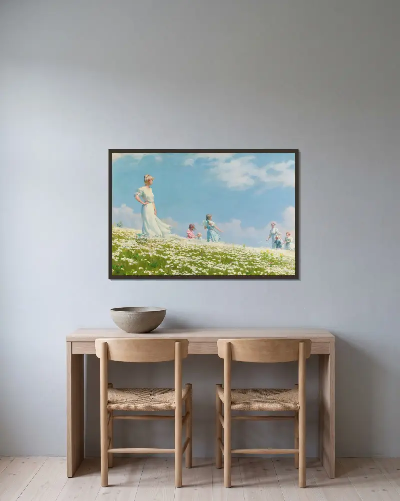 Sommer von Charles Courtney Curran gerahmt an einer Wand