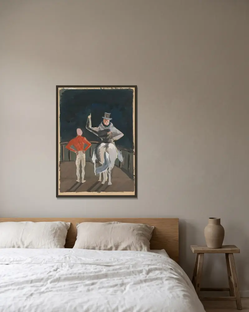 Zirkusmotiv von Cyprián Majerník gerahmt an einer Wand