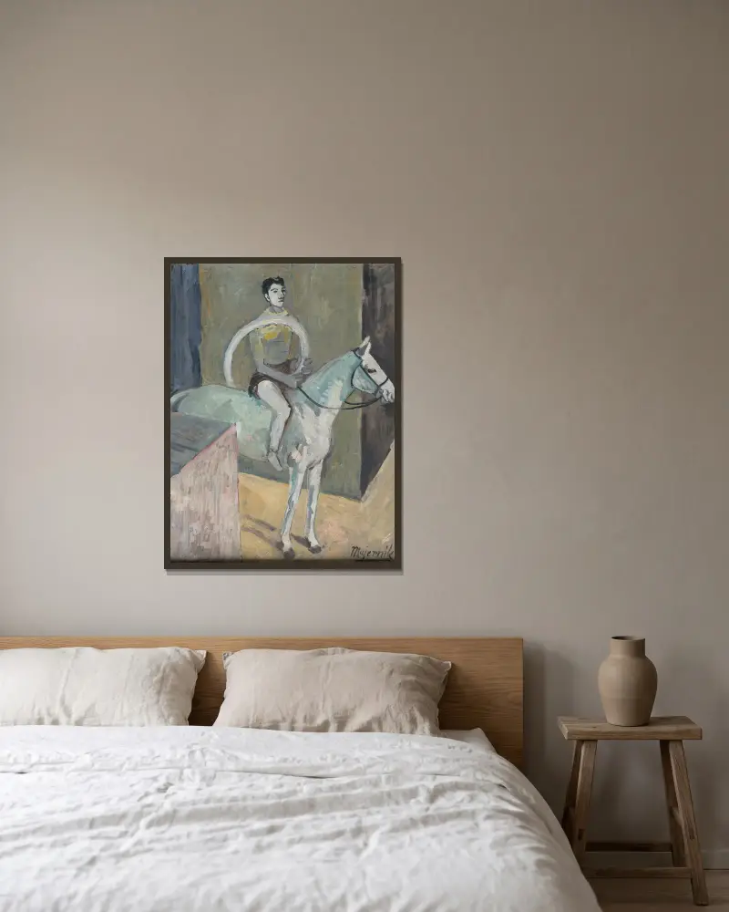Zirkusreiter (Beim heiligen Abendmahl) von Cyprián Majerník gerahmt an einer Wand