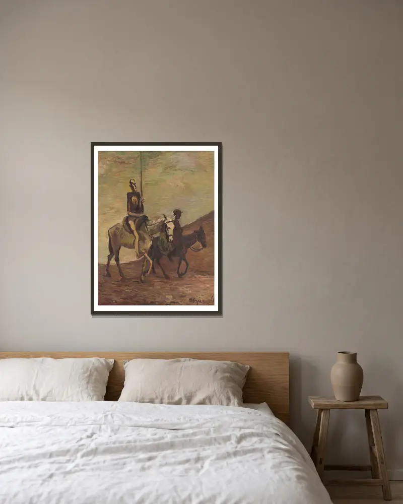 Don Quichotte and Sancho Panza av Cyprián Majerník inramad på en vägg