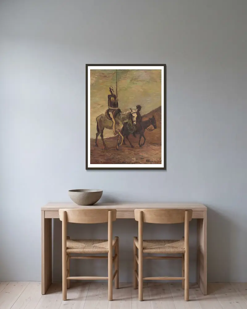 Don Quichotte and Sancho Panza av Cyprián Majerník inramad på en vägg