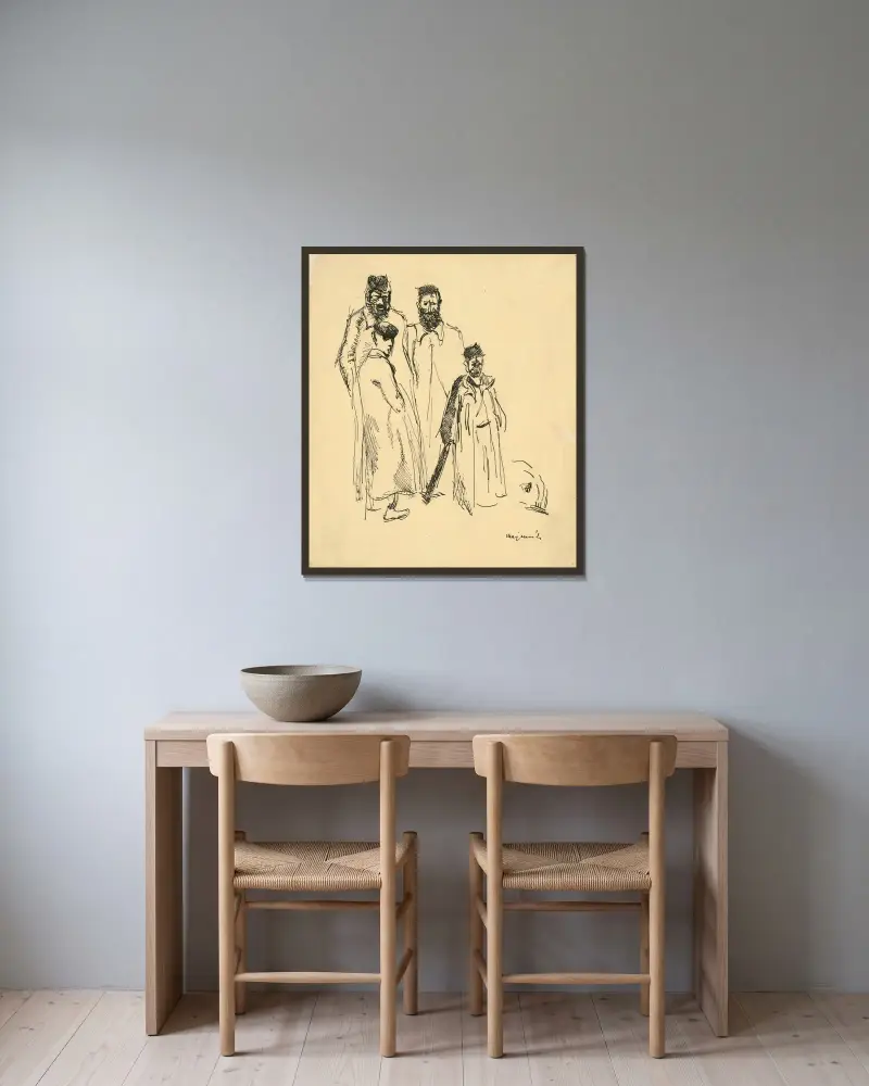 Drawing for the Short Story The Wise Men’s Well from Selma Lagerlöf av Cyprián Majerník inramad på en vägg