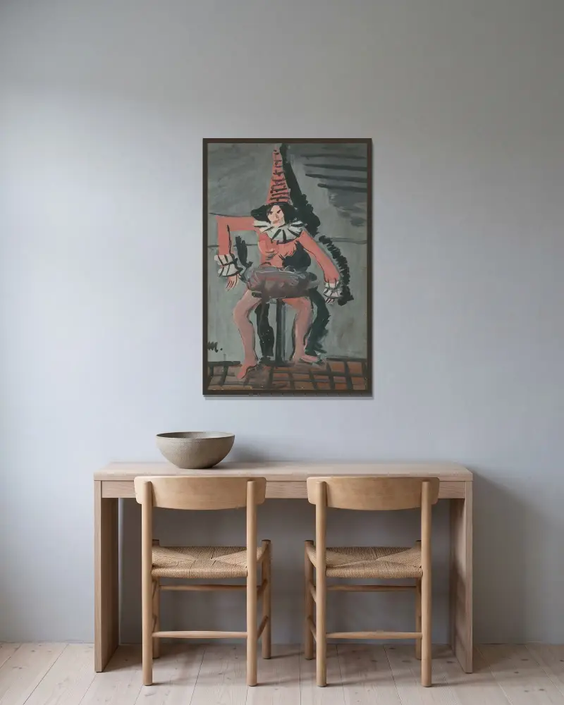 Pierot von Cyprián Majerník gerahmt an einer Wand