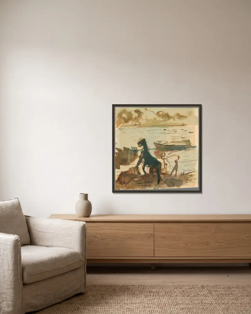 Am Wasser von Cyprián Majerník gerahmt an einer Wand