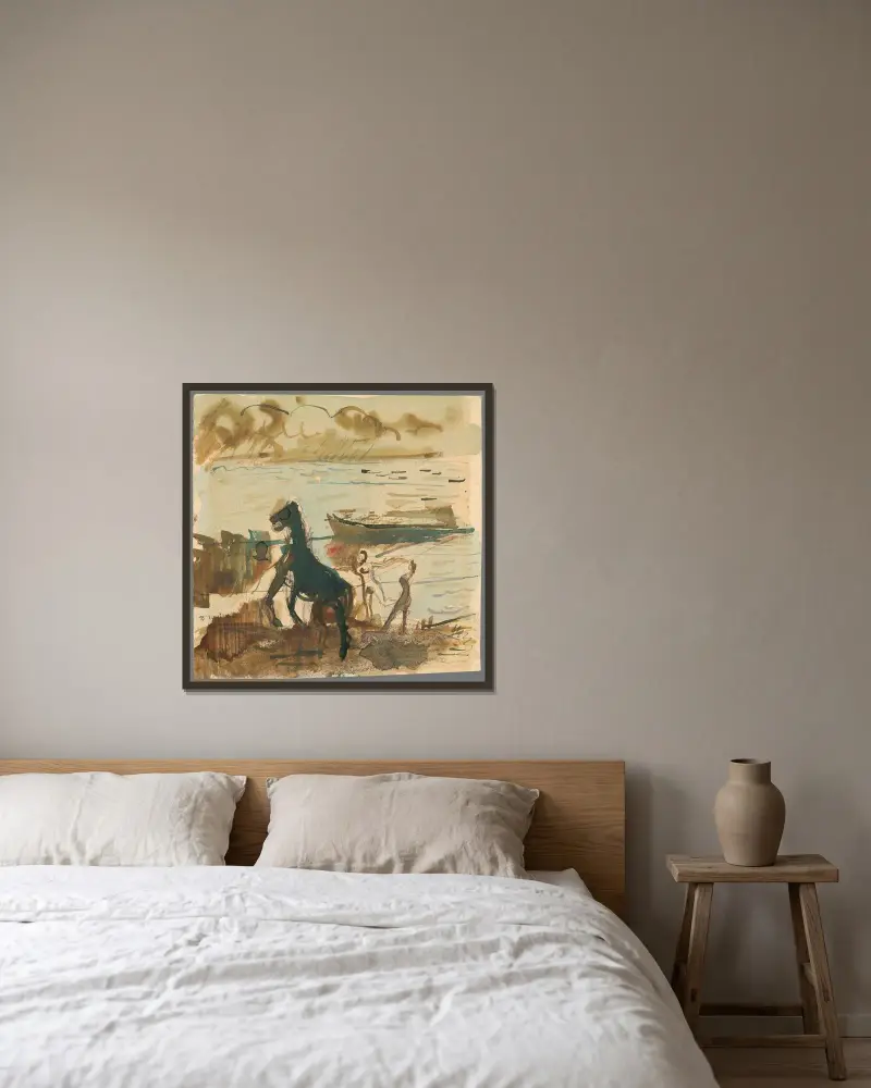 Am Wasser von Cyprián Majerník gerahmt an einer Wand