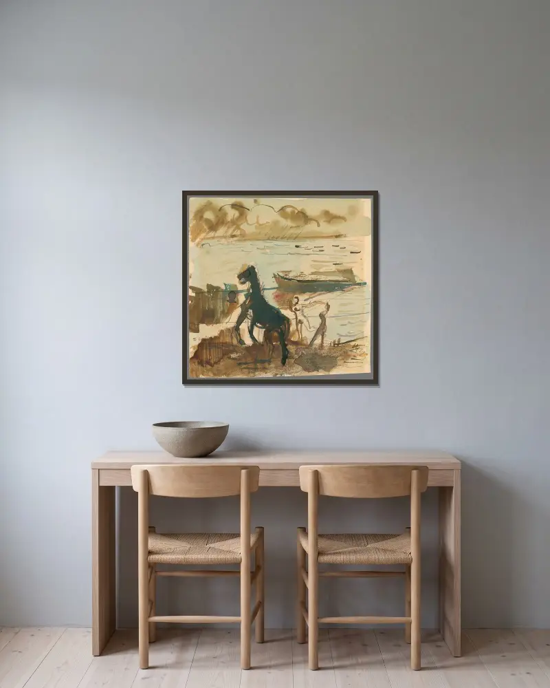 Am Wasser von Cyprián Majerník gerahmt an einer Wand