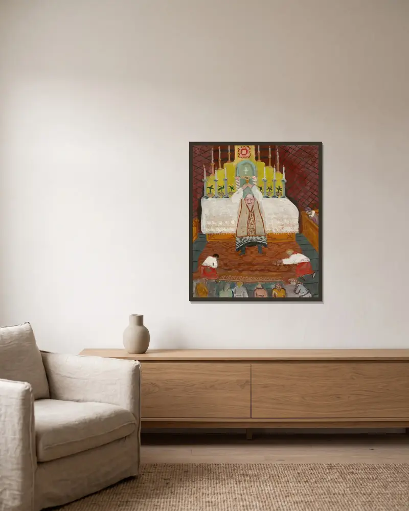 Umsturz von Cyprián Majerník gerahmt an einer Wand