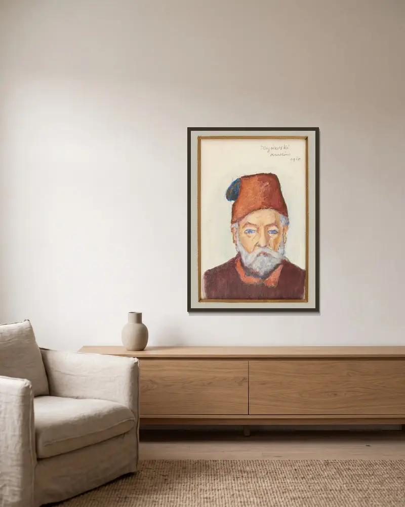 Bust of an old man in a fez av Tytus Czyżewski inramad på en vägg