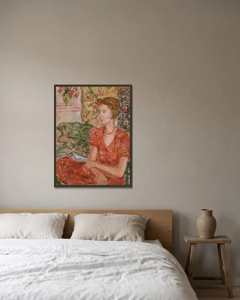 Portrait of Magdalena Potworowska av Tytus Czyżewski inramad på en vägg