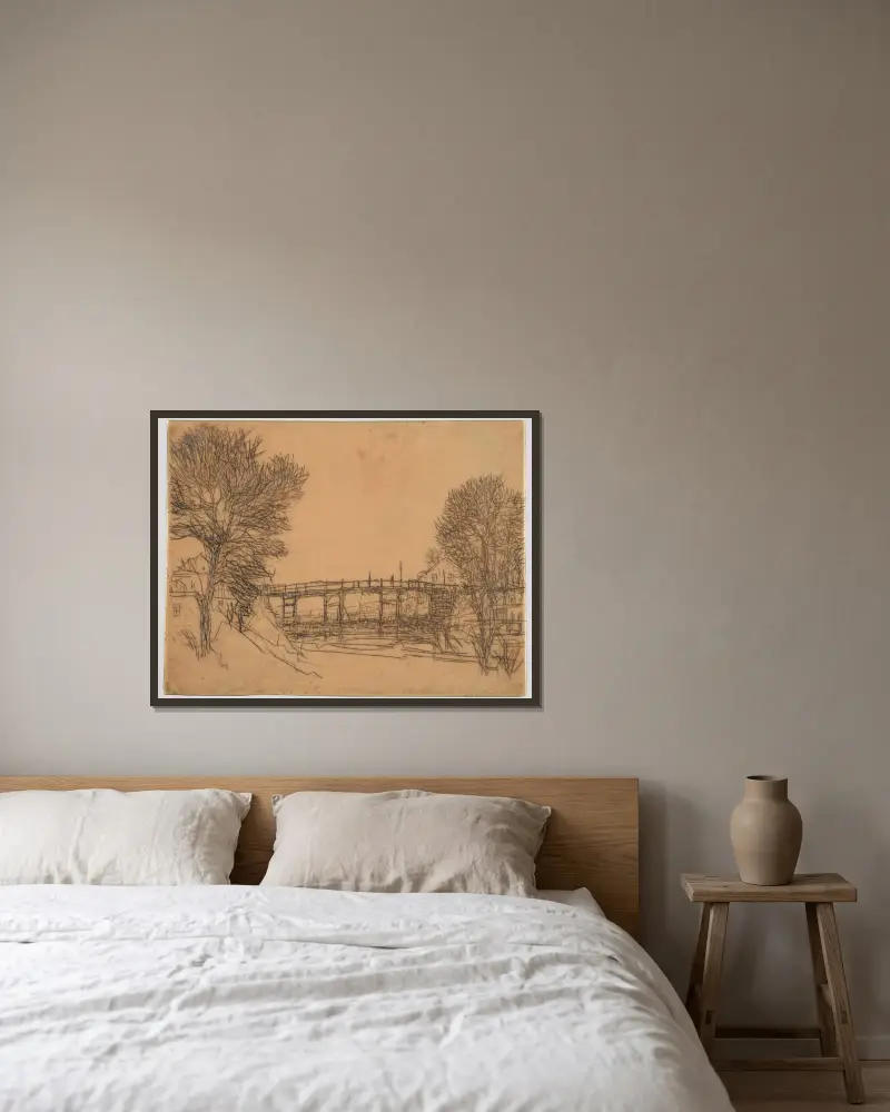 Brücke über einen Kanal von Feliks Jabłczyński gerahmt an einer Wand