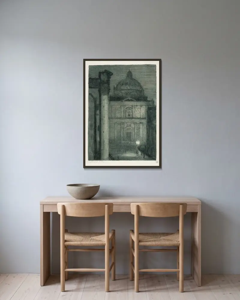 Motiv aus Rom, 1910 – Nr. 3 von Feliks Jabłczyński gerahmt an einer Wand