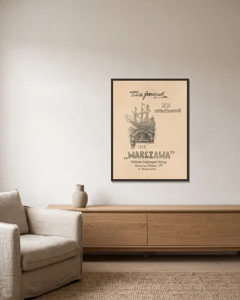 Titelblatt von Feliks Jabłczyński gerahmt an einer Wand