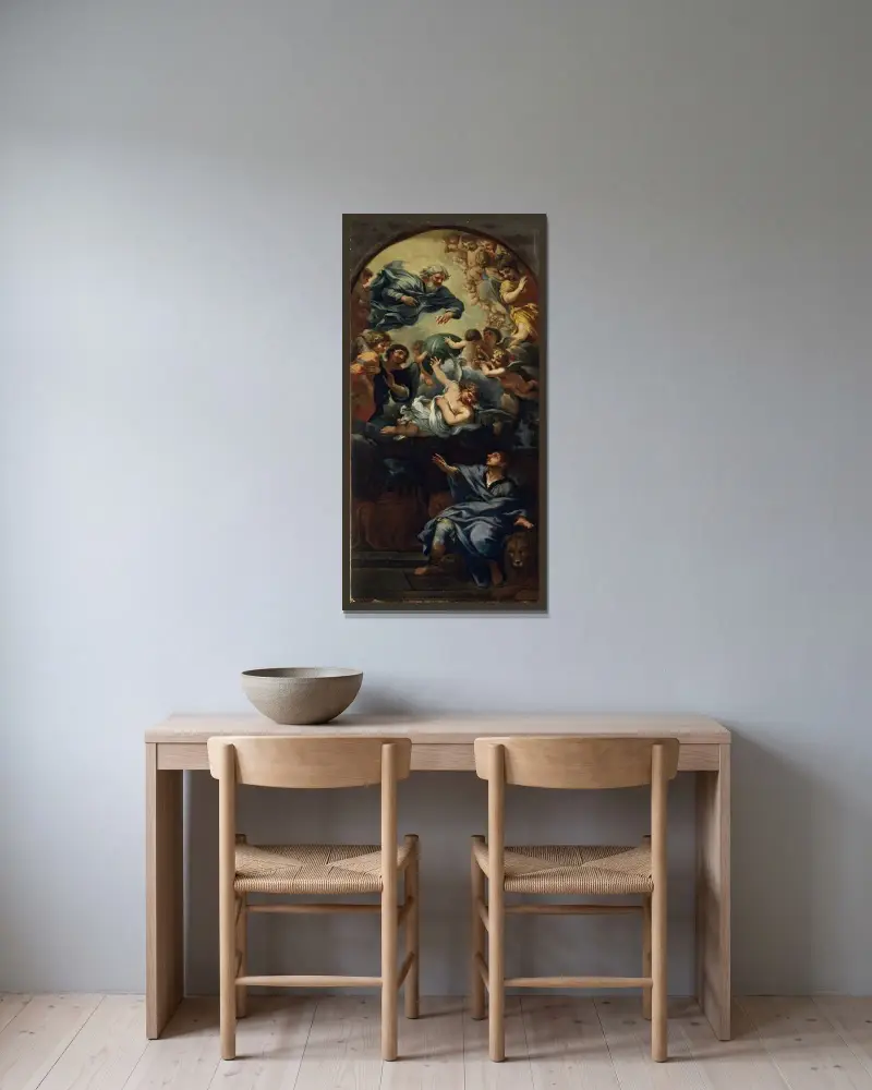 Daniel w jaskini lwów, Pietro da Cortona w ramie na ścianie