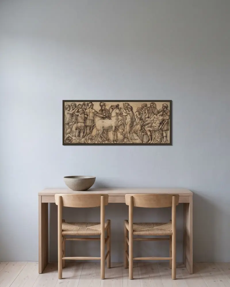 Fris från en romersk sarkofag av Pietro da Cortona inramad på en vägg