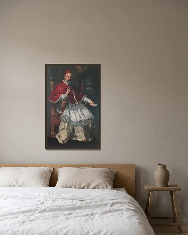 Porträtt av Urban VIII av Pietro da Cortona inramad på en vägg