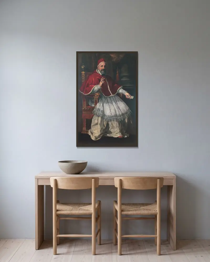 Porträtt av Urban VIII av Pietro da Cortona inramad på en vägg