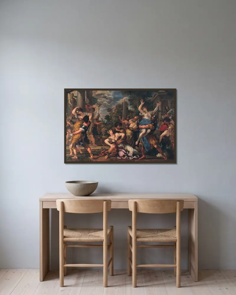Sabinskornas bortrövande av Pietro da Cortona inramad på en vägg